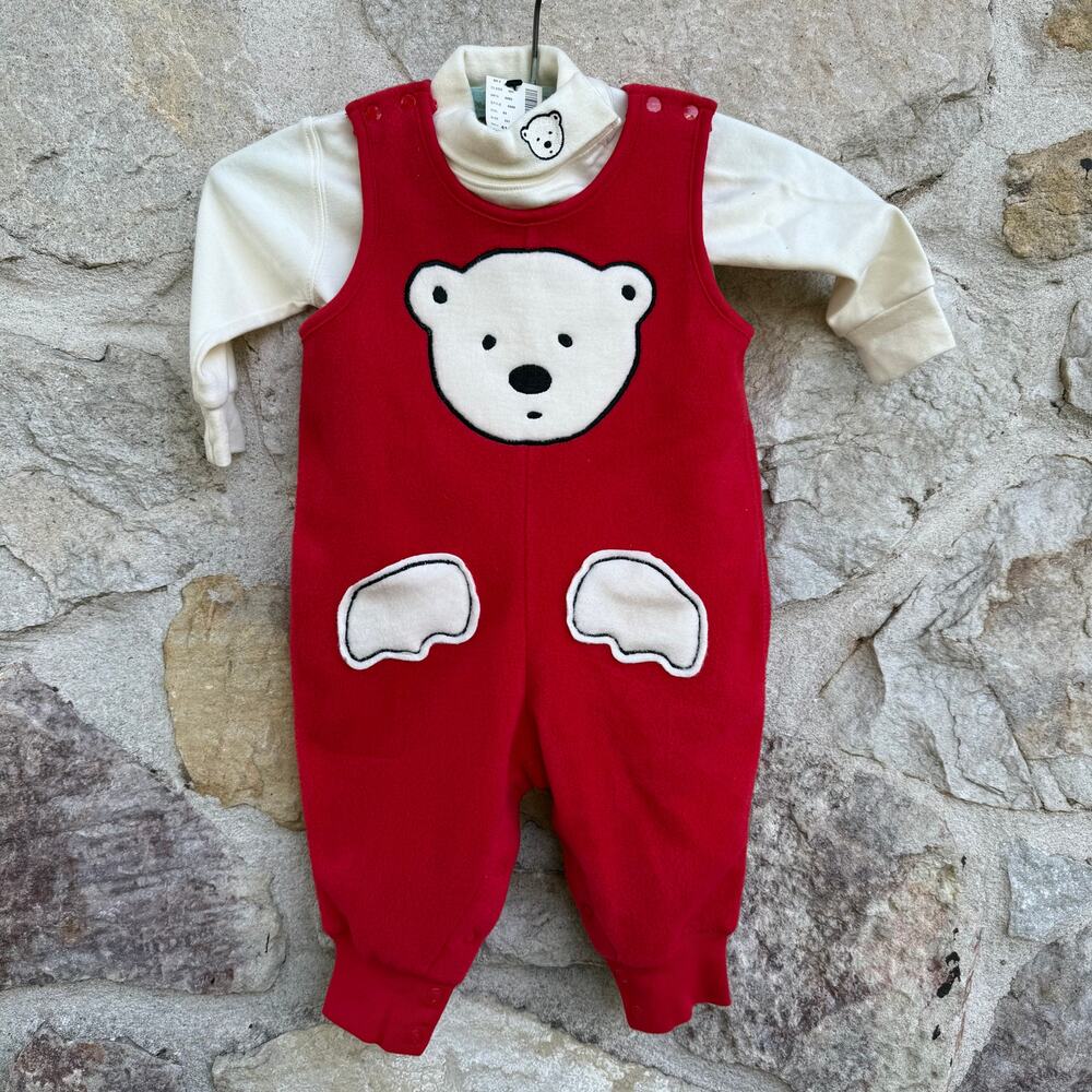 VINTAGE BABY 2 PIECE OVERALL ROMPER SET SIZE 6-12 MONTHS THE LIMITED TOO